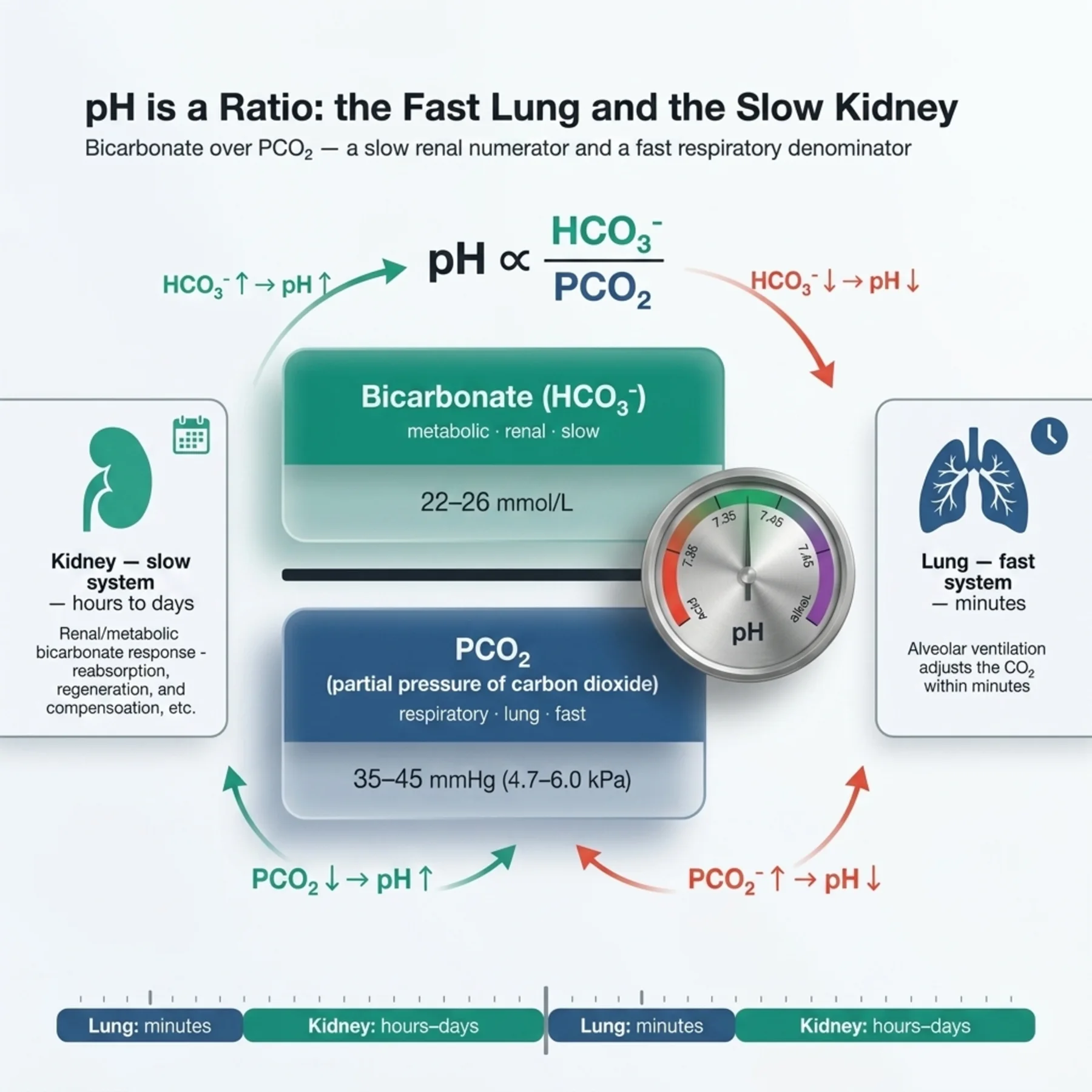 Figure 10.1 - pH Is a Ratio - The Fast Lung and the Slow Kidney