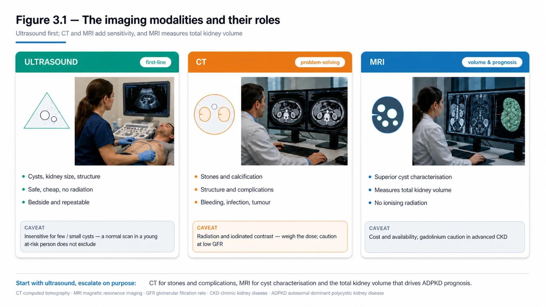 Figure 3.1 - The imaging modalities and their roles