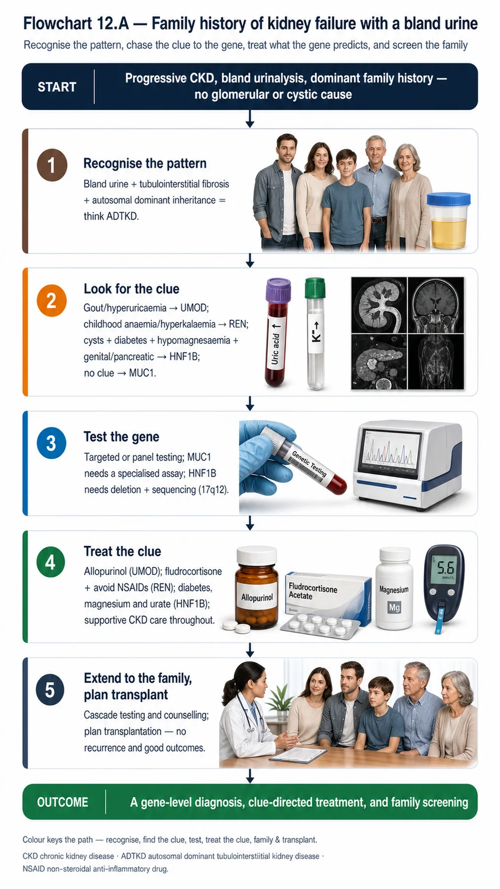 Flowchart 12.A - Family history of kidney failure with a bland urine