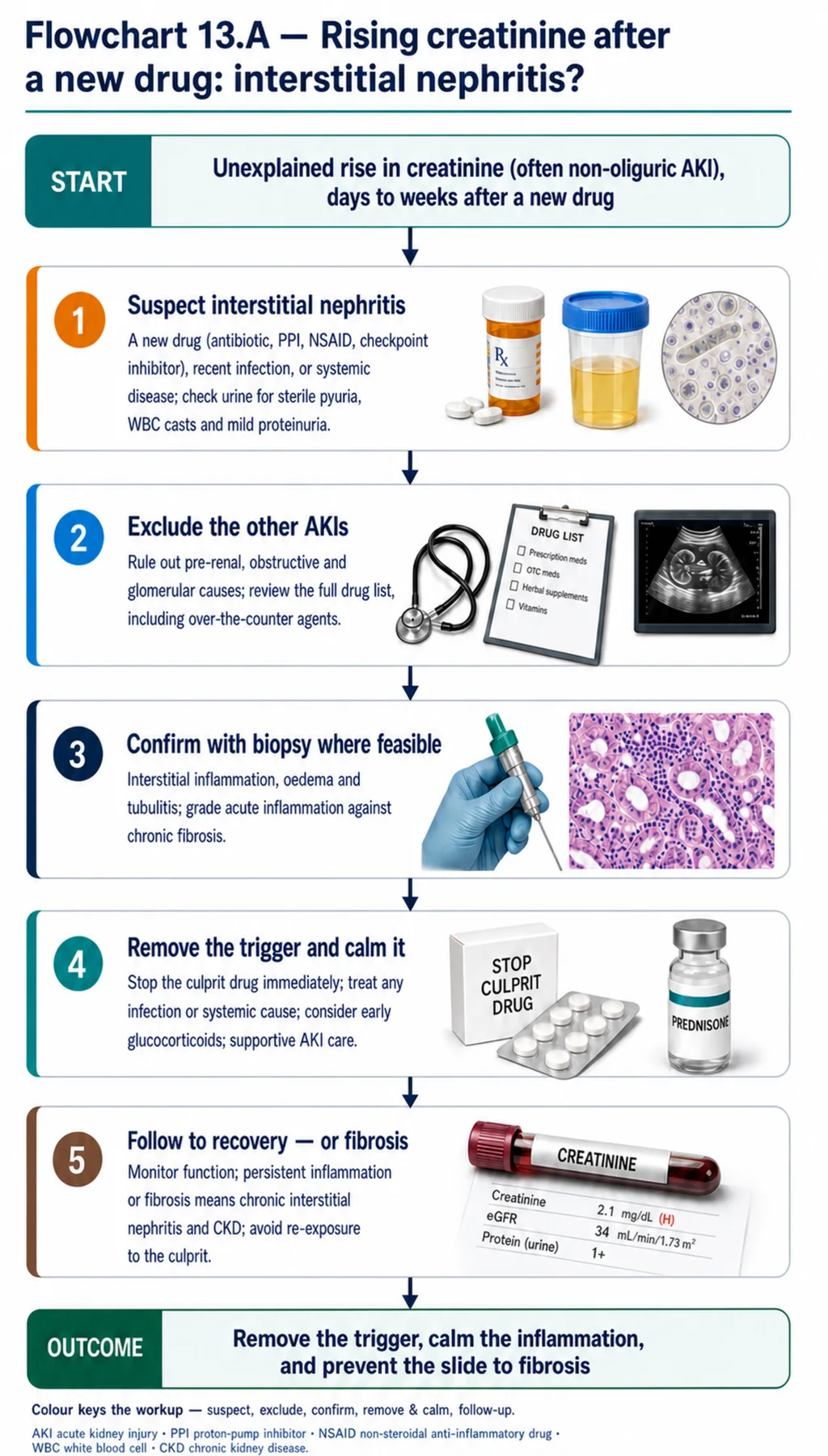 Flowchart 13.A - Rising creatinine after a new drug: interstitial nephritis?