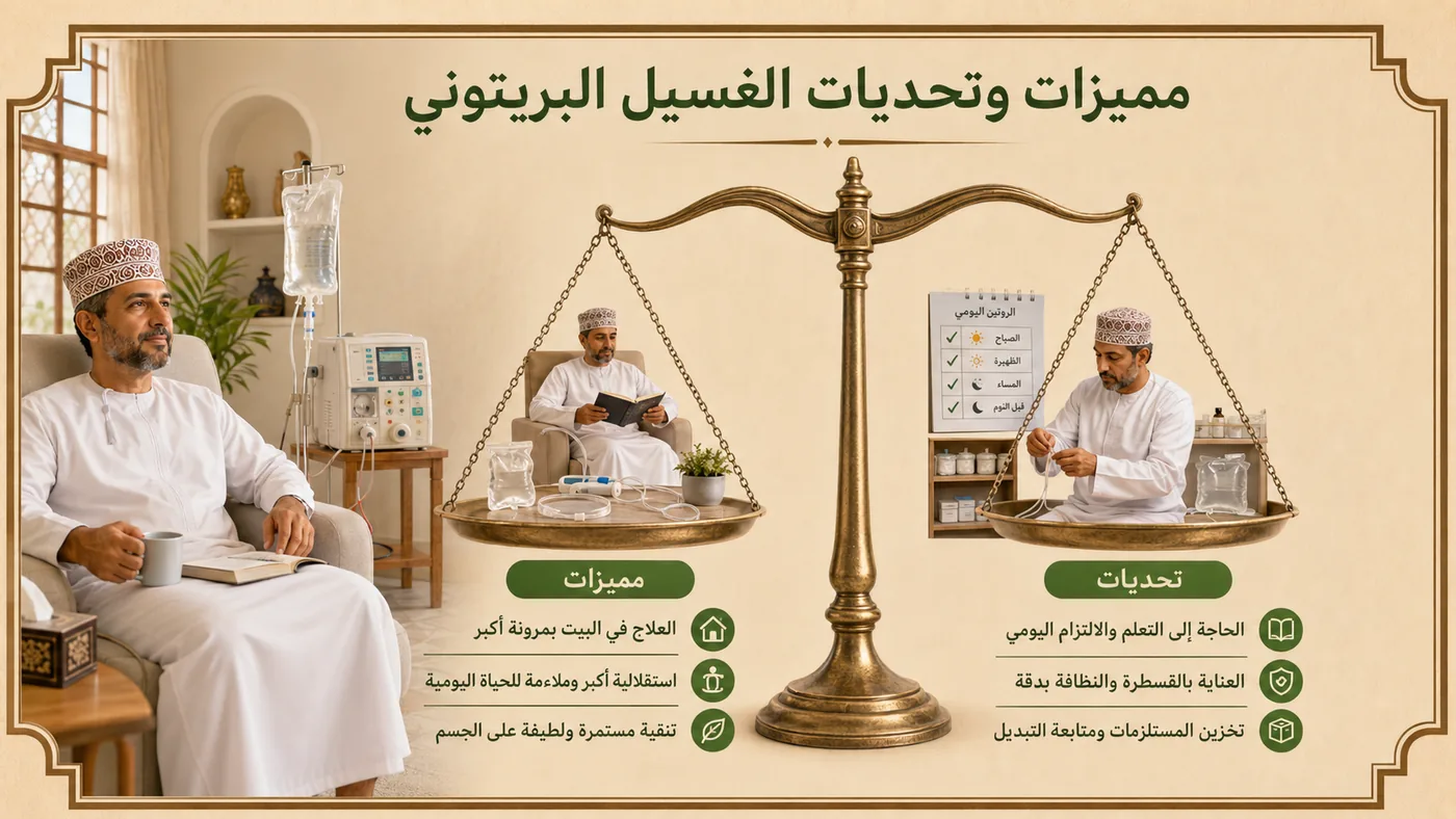 الغسيل البريتوني — مَيِّزاتُه وتَحدِّياته