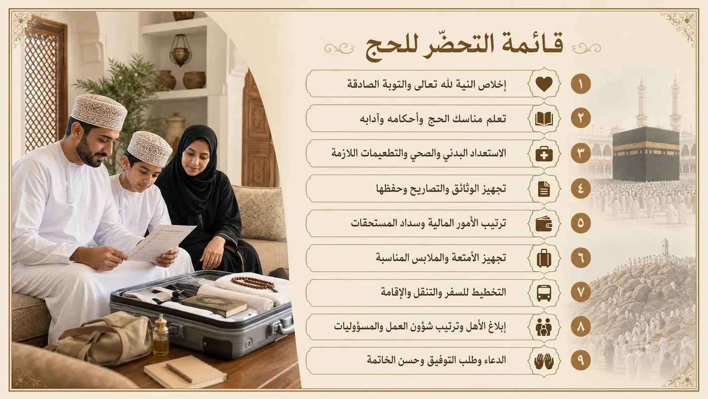 إن قَرَّرتَ الحَجَّ — قائمَةُ التَّحَضُّر